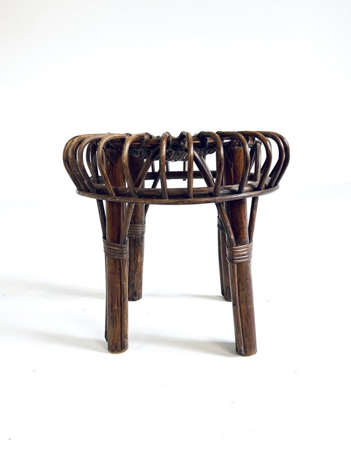 Tabouret vintage en rotin '60