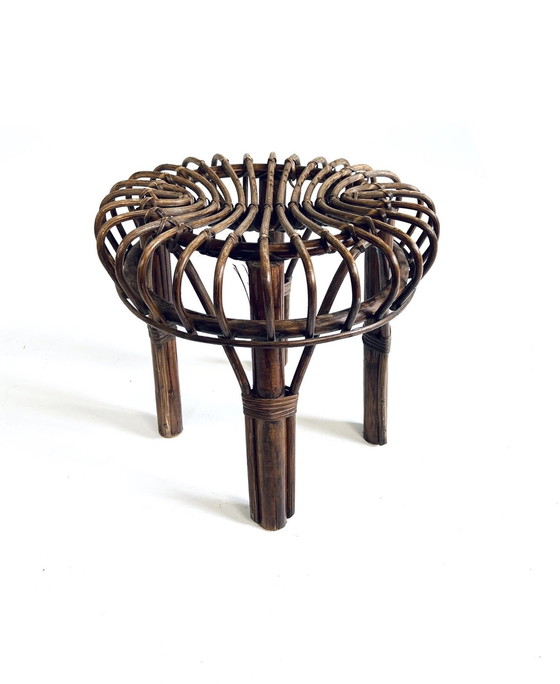 Image 1 of Tabouret vintage en rotin '60
