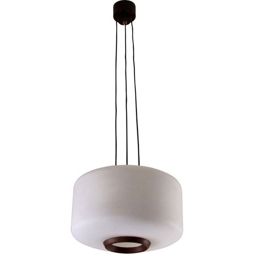 Lampe suspendue vintage en opaline, Italie, 1950