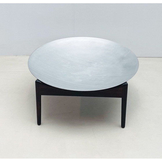 Image 1 of Table basse du milieu du siècle en bois et chrome, Italie, années 1970