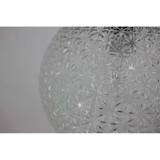 Lampe suspendue vintage en verre, métal et plastique, Tchécoslovaquie 1960