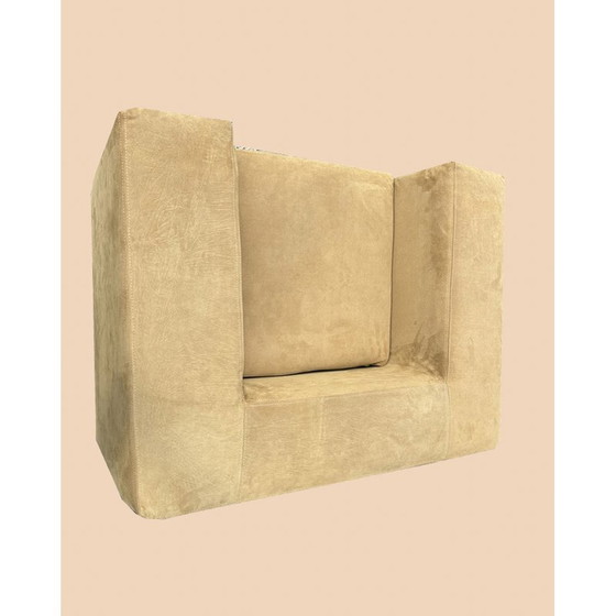 Image 1 of Paire de fauteuils Throw-away vintage en cuir de veau et velours par Willie Landels pour Bonifico Zanotta, 1965