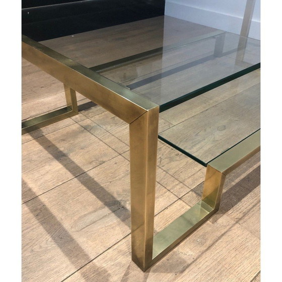 Image 1 of Table basse vintage en laiton et verre par Guy Lefèvre pour Maison Jansen, 1970