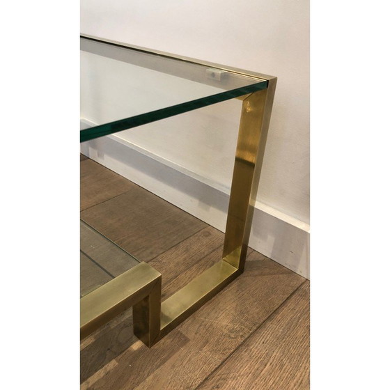 Image 1 of Table basse vintage en laiton et verre par Guy Lefèvre pour Maison Jansen, 1970
