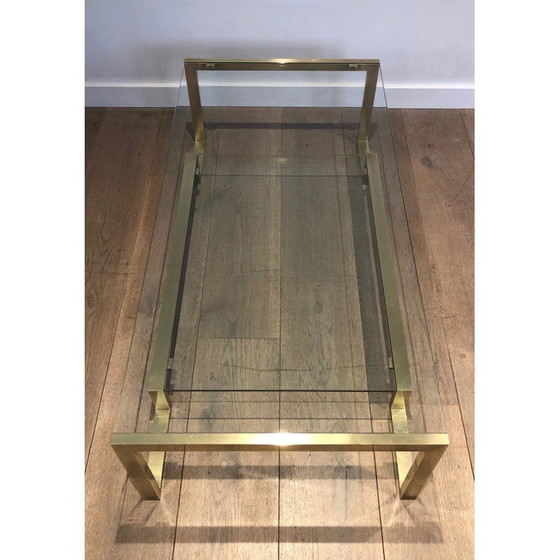 Image 1 of Table basse vintage en laiton et verre par Guy Lefèvre pour Maison Jansen, 1970