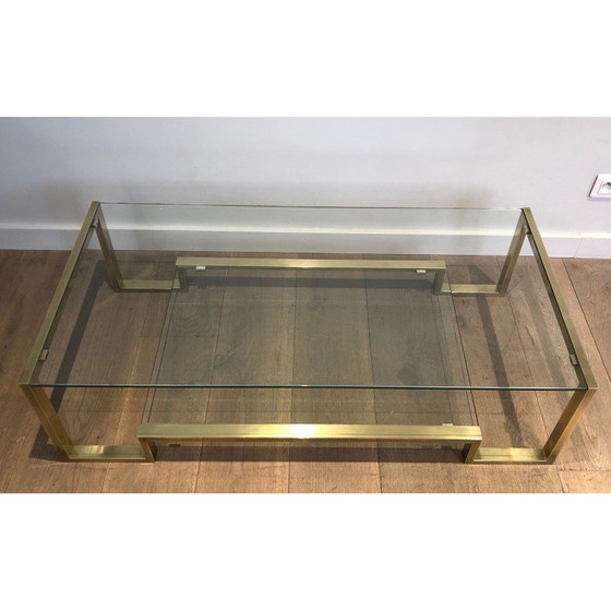 Image 1 of Table basse vintage en laiton et verre par Guy Lefèvre pour Maison Jansen, 1970