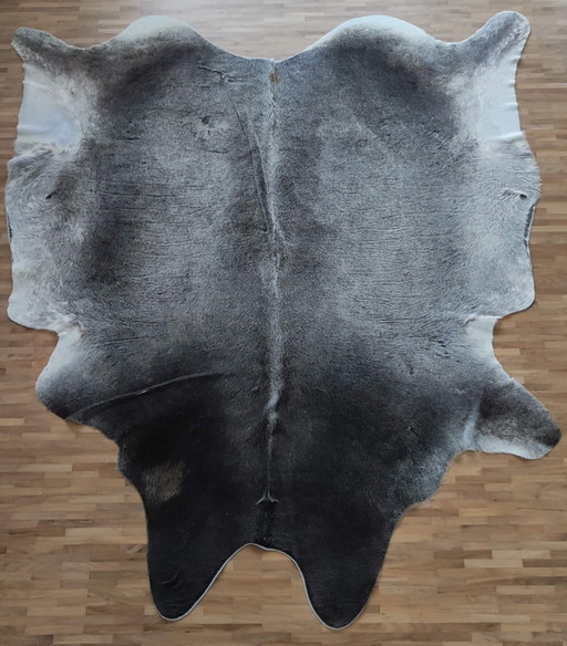 Cuir de vache blanc et gris
