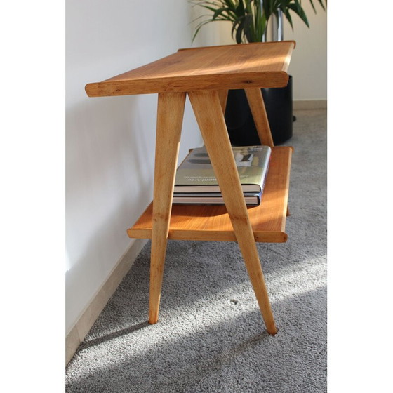 Image 1 of Table d'appoint vintage en bois de hêtre, Italie 1950s