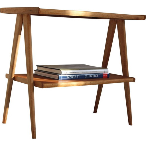 Table d'appoint vintage en bois de hêtre, Italie 1950s