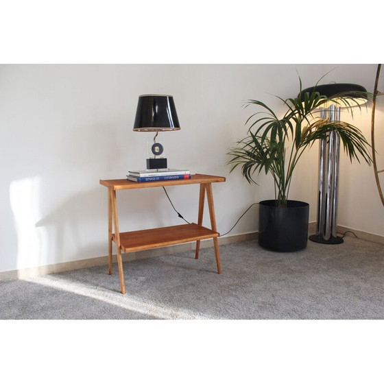Image 1 of Table d'appoint vintage en bois de hêtre, Italie 1950s