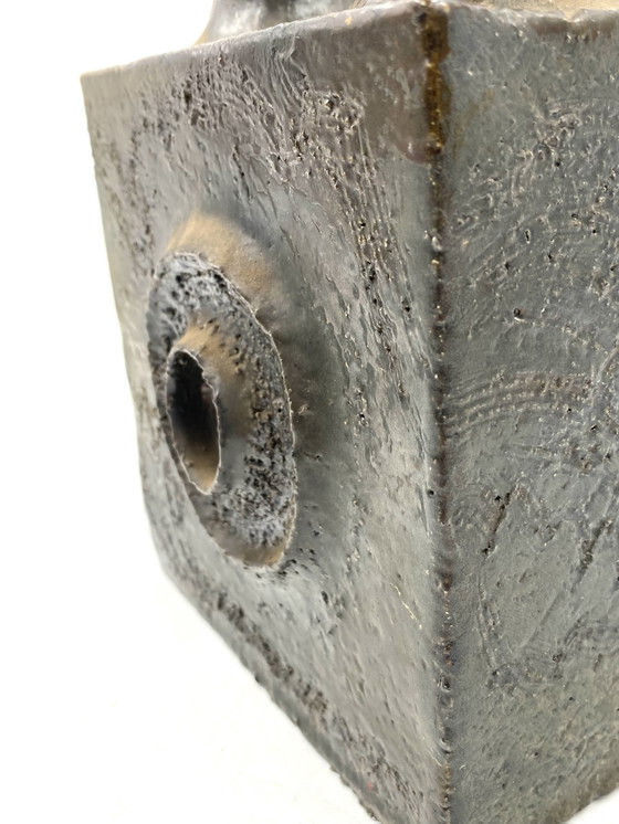 Image 1 of Vase en céramique brutaliste vert foncé, Italie 1980S