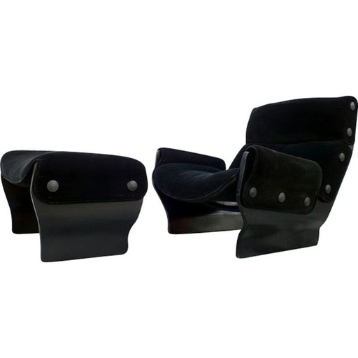 Fauteuil et ottoman Vintage Canada par Osvaldo Borsani pour Tecno, Italie 1965
