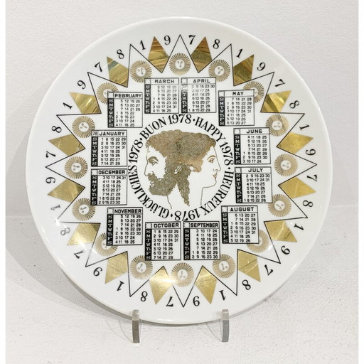 Assiette de calendrier en porcelaine de Piero Fornasetti, 1978