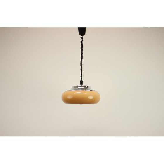 Image 1 of Lampe suspendue vintage Meblo en plastique beige-orange par Harvey Guzzini, Italie 1970