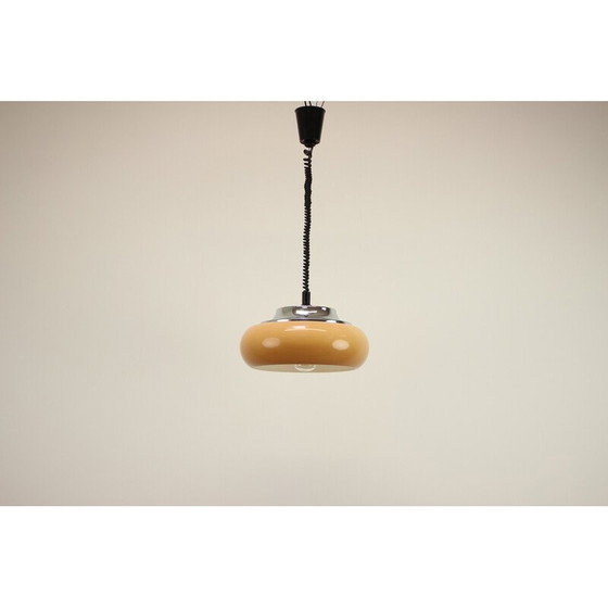 Image 1 of Lampe suspendue vintage Meblo en plastique beige-orange par Harvey Guzzini, Italie 1970
