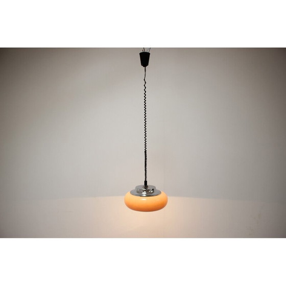 Image 1 of Lampe suspendue vintage Meblo en plastique beige-orange par Harvey Guzzini, Italie 1970