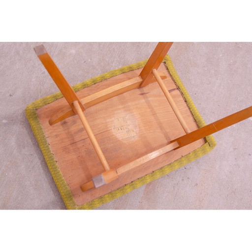 Tabouret vintage en bois de hêtre et faux cuir pour Západoslovenské nábytkárské Závody, Tchécoslovaquie 1970