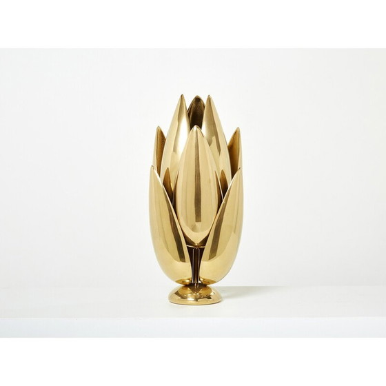 Image 1 of Lampe Lotus en bronze doré par Michel Armand, 1970