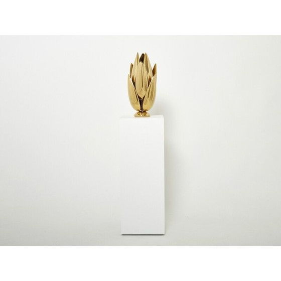 Image 1 of Lampe Lotus en bronze doré par Michel Armand, 1970