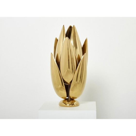 Image 1 of Lampe Lotus en bronze doré par Michel Armand, 1970