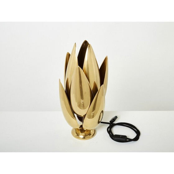 Image 1 of Lampe Lotus en bronze doré par Michel Armand, 1970