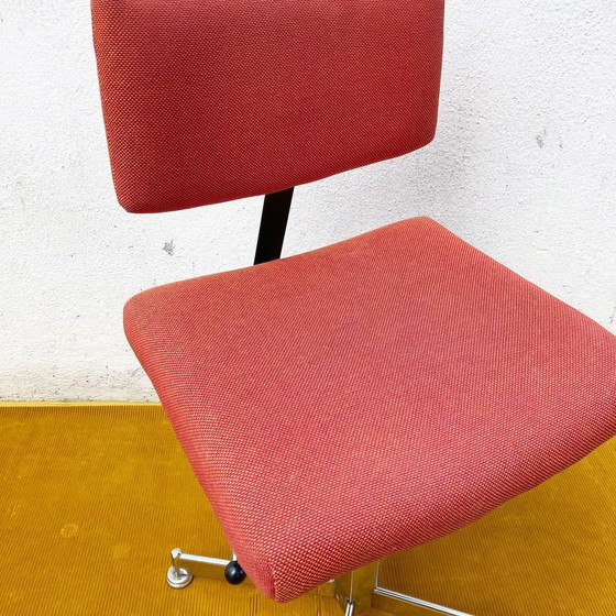 Image 1 of Chaise De Bureau Rouge, Chrome Et Tissu