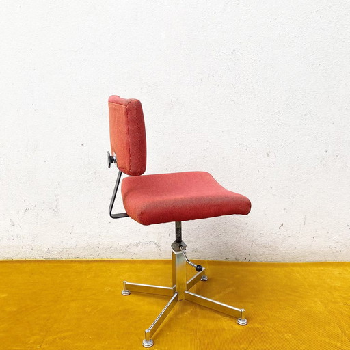 Chaise De Bureau Rouge, Chrome Et Tissu