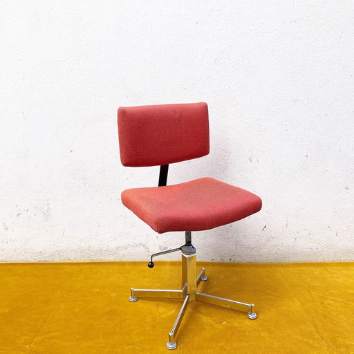 Chaise De Bureau Rouge, Chrome Et Tissu