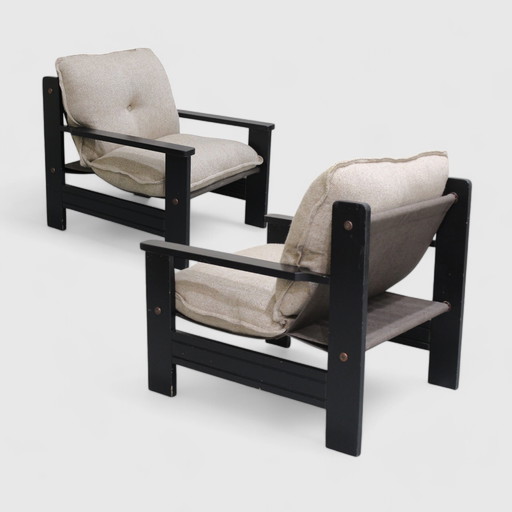 Fauteuil Vintage 1970 - Noir Beige