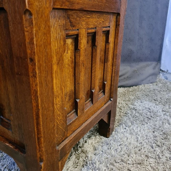 Image 1 of Meuble d'appoint vintage en chêne et marbre blanc, années 1950