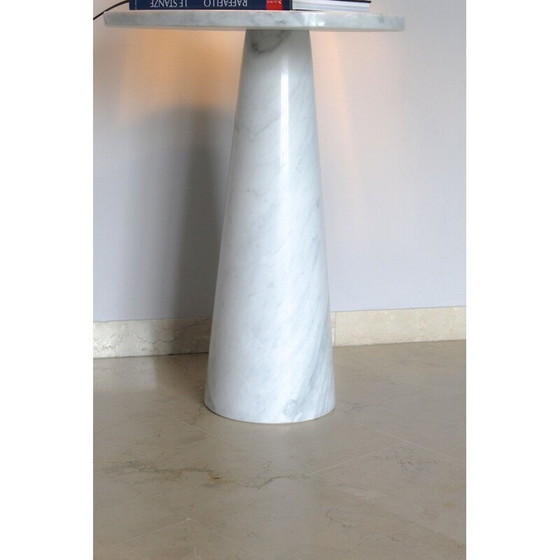 Image 1 of Table d'appoint vintage en marbre blanc de Carrare par Angelo Mangiarotti, Italie 1970