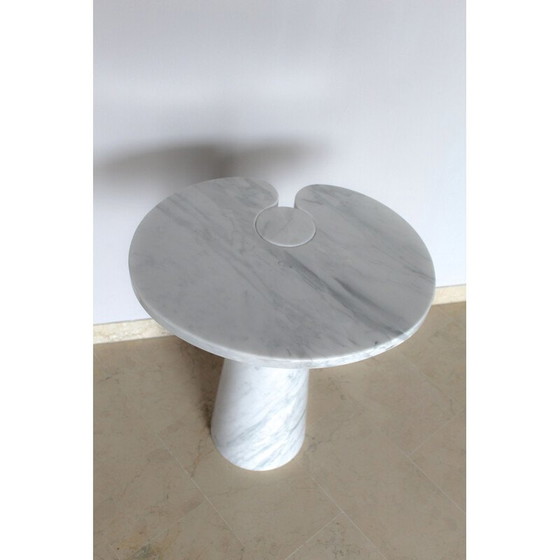 Image 1 of Table d'appoint vintage en marbre blanc de Carrare par Angelo Mangiarotti, Italie 1970