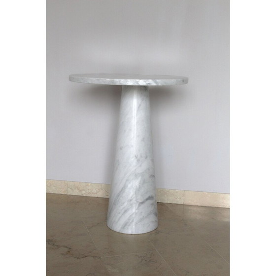 Image 1 of Table d'appoint vintage en marbre blanc de Carrare par Angelo Mangiarotti, Italie 1970