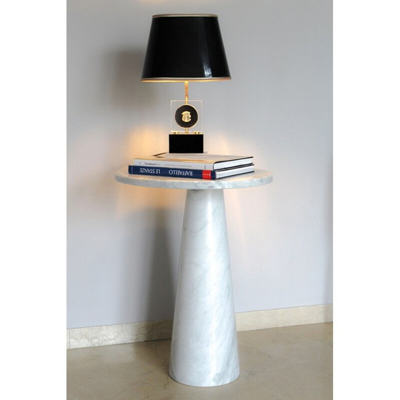 Image 1 of Table d'appoint vintage en marbre blanc de Carrare par Angelo Mangiarotti, Italie 1970