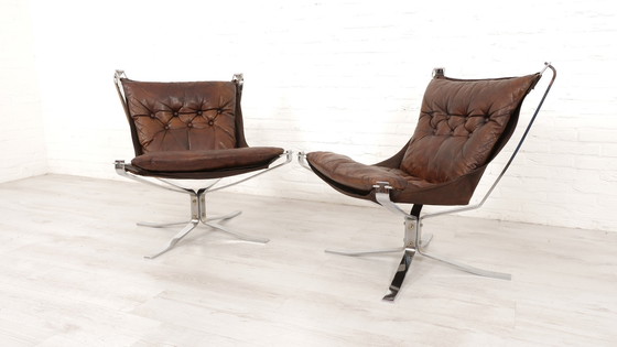 Image 1 of 2 X Fauteuil Vintage | Falcon | Sigurd Ressell | Cuir