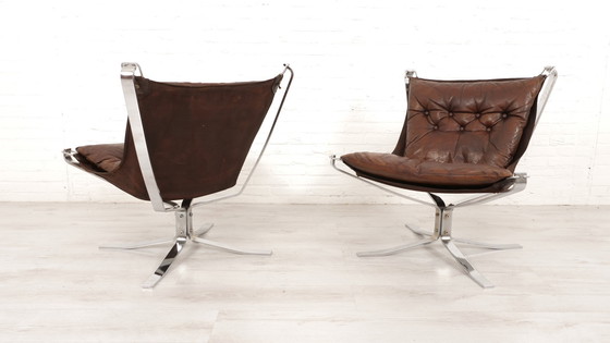 Image 1 of 2 X Fauteuil Vintage | Falcon | Sigurd Ressell | Cuir