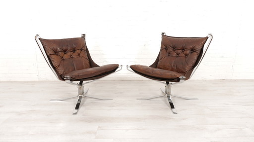 2 X Fauteuil Vintage | Falcon | Sigurd Ressell | Cuir