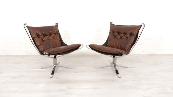 Image 1 of 2 X Fauteuil Vintage | Falcon | Sigurd Ressell | Cuir