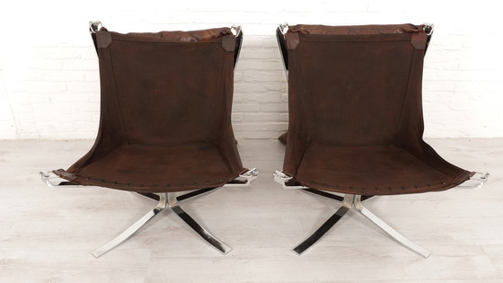 Image 1 of 2 X Fauteuil Vintage | Falcon | Sigurd Ressell | Cuir