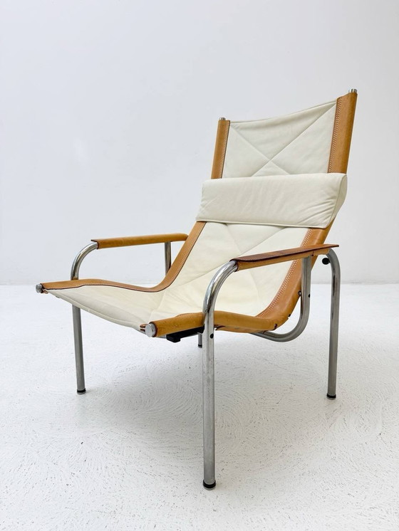 Image 1 of Hans Eichenberger Fauteuil de salon et ottomane de Strässle, années 1960