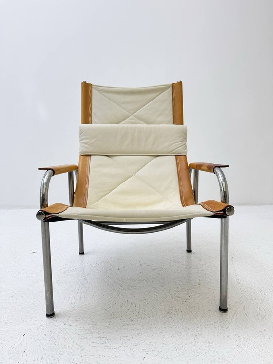 Image 1 of Hans Eichenberger Fauteuil de salon et ottomane de Strässle, années 1960