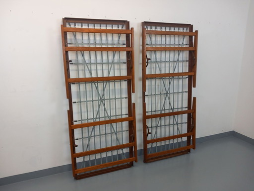 Paire De Lits De Jour Daybeds Superposables Vintage En Bois De Chêne Et Métal Des Années 60