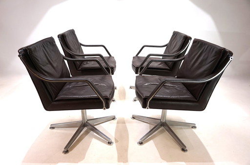 Art Collection Set Of 4 Leather Office Chairs By Rudolf Berndt Glatzel For W. Knoll