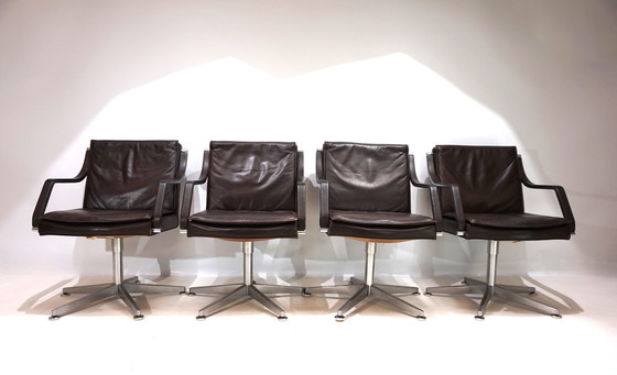 Image 1 of Art Collection Set Of 4 Leather Office Chairs By Rudolf Berndt Glatzel For W. Knoll