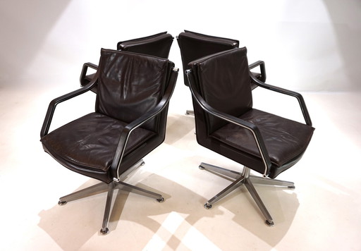 Art Collection Set Of 4 Leather Office Chairs By Rudolf Berndt Glatzel For W. Knoll