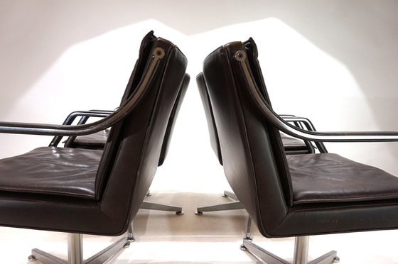 Image 1 of Art Collection Set Of 4 Leather Office Chairs By Rudolf Berndt Glatzel For W. Knoll