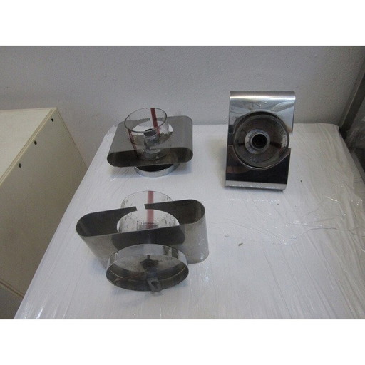 Ensemble de 3 appliques vintage en acier et verre de Murano, 1970