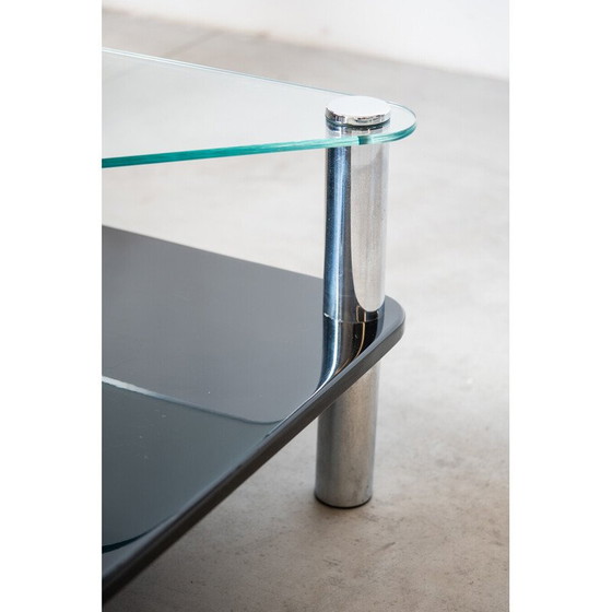 Image 1 of Table d'appoint vintage "Zanuso" en verre et acier inoxydable par Marco Zanuso pour Zanotta, Italie 1960