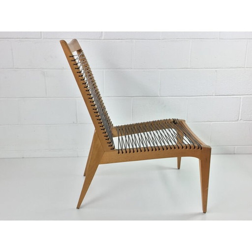 Fauteuil en chêne de Scoubidou par Louis Sognot, 1950