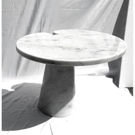 Image 1 of Paire de tables d'appoint vintage en marbre blanc de Carrare dans le style Angelo Mangiarotti, 1970